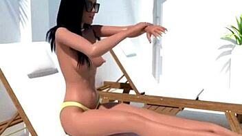 3d solo brunette pov huge boobs lotion breast expansion