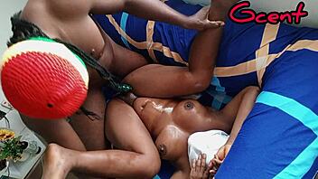 hey, check out this fresh nigerian girlfriend getting a good session on the couch