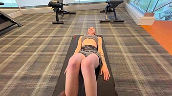 client gets wild with her trainer breezy bri in intense interracial action