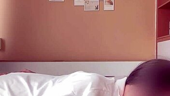 petite asian teen couple fucks with toys vibrator licking and riding after morning coffee