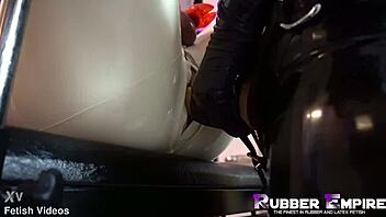 the group banged the latex slut with strapons in part three