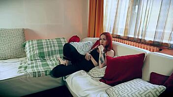 Annoyed Redhead Bent Over For Rough Doggystyle Pussy Fucking On Sofa