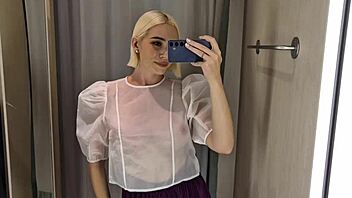 Try On Transparent See-Through Clothes In Mall Fitting Room!