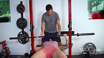 Yoga session turns into hardcore doggystyle pounding for curvy redhead milf with big ass tits.