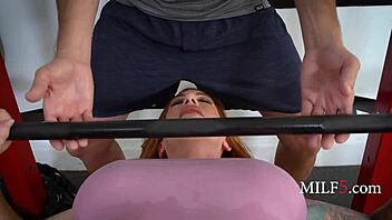 Yoga session turns into hardcore doggystyle pounding for curvy redhead milf with big ass tits.