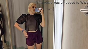 Try On Transparent See-Through Clothes In Mall Fitting Room!
