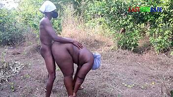 I enjoyed that doggystyle pounding from the big black cock outdoors, kept going for more creampie