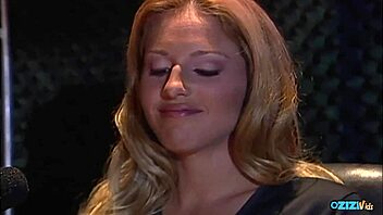 Blonde mistress in black lingerie and stockings commands her partner for cowgirl riding and doggystyle pounding on staircase