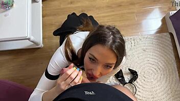 innocent girl next door tries hard to sell her cookies with creative ideas.