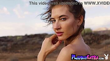 i adore how skinny brunette russian goddess taya vais strips nude and poses seductively in the vast desert for playboy