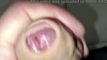 I arrive with an explosive cumshot in elegant dress - cum after endless handjob and cock to suck