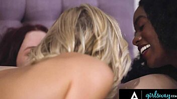 I feel so aroused watching horny milfs Ana Foxxx and Jessica Ryan scissor and lick in intense interracial threesome with redhead teen.