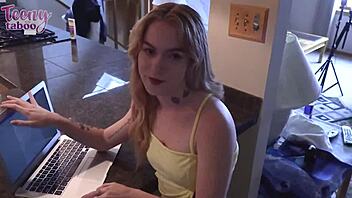 taboo princess sage fox got her swollen pussy licked and fucked missionary style by seth brogan in wet creampie action