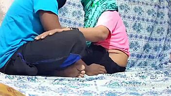 The Indian guy and girl got together in the room for some intimate time.