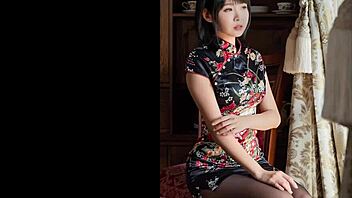 Helene tw brings the heat in jerk off challenge part 4 with chinese dress cosplay
