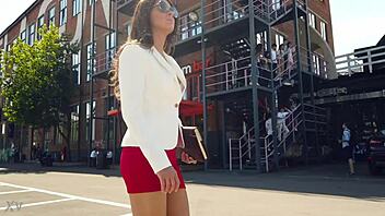 adult video game lets you control girl flashing upskirt in transparent lingerie and pantyhose at office