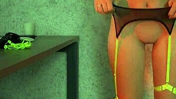 petite brunette tries on lingerie