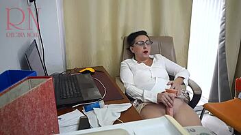 Secretary Gets Fucked With Dildo On Hidden Office Camera In Lingerie And Stockings