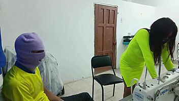 Whore Gets Groped At Work In Sexy Uniform And Lingerie!