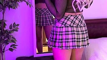 hot milf tearing her tights in sexy lingerie and heels