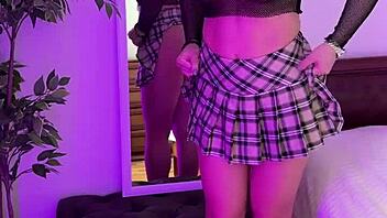 hot milf tearing her tights in sexy lingerie and heels