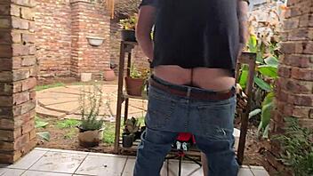 Hey, my cuckold friend shares his wife for quick outdoor fuck with double vaginal creampie