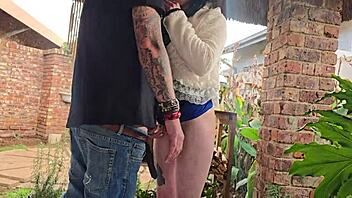 Hey, my cuckold friend shares his wife for quick outdoor fuck with double vaginal creampie