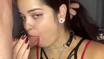 beautiful brunette from new zealand gives a deep sloppy blowjob