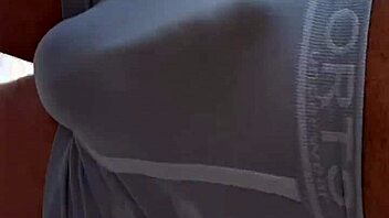 My hard cock bulges in tight shorts outdoors publicly