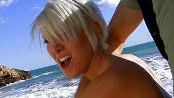 blonde tattooed milf rides monster cock on beach but craves anal gaping