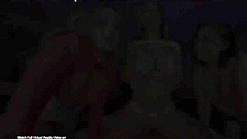 Three hot babes shake asses on cock in wild orgy, banging and licking pussy in high definition VR.