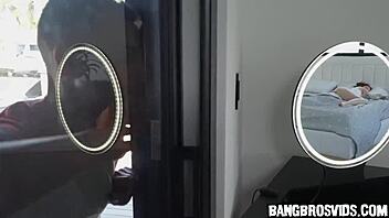 brunette babe takes shower and masturbates wet pussy with fingering in cowgirl style