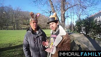 Mia trejsi craves double cock pounding in outdoor hairy pussy vibrator action