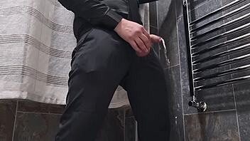 I arrive with an explosive cumshot in elegant dress - cum after endless handjob and cock to suck