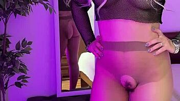 hot milf tearing her tights in sexy lingerie and heels