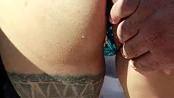 Sexy Mexican Amateur Flashes Ass In Public Outdoor Exhibitionist Fun With Horny Touching