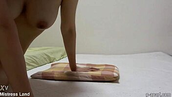 Overwhelmed with Desire Watching Naked Japanese Girl Knead Her Boobs During Workout