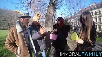 Mia trejsi craves double cock pounding in outdoor hairy pussy vibrator action