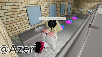 Casual-Narrative Me follo a mi amiga with big ass and monster cock in public bathroom for outdoor prostitute cum action in roblox 2.