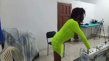 Whore Gets Groped At Work In Sexy Uniform And Lingerie!