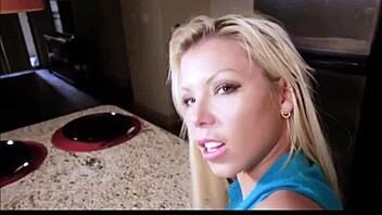 Intense Orgasm as Hot Blonde Milf Gets Fucked by Huge Dick in Family Kitchen Pov