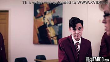 Horny Students Gangbang Huge Tits BBW Mature Teacher in Classroom Banging