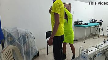 Whore Gets Groped At Work In Sexy Uniform And Lingerie!