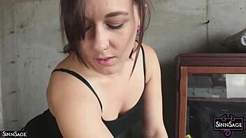 Lesbians Sinn Sage and friend Star Nine strip down on the bed and rub wet pussies together