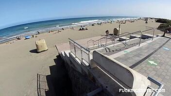 The street pickup leads to a blowjob where she handles his huge clit and big tits eagerly.