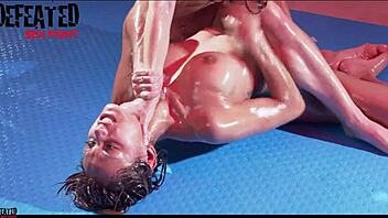 Interracial Lesbians Amirah Adara Fight Oiled Up for Cunilingus and Fingering Orgasms