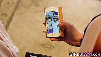 Blonde lesbian cutie rides toy in high definition while her babe partner joins for fingering fun