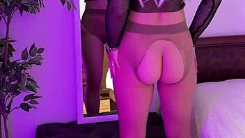 hot milf tearing her tights in sexy lingerie and heels