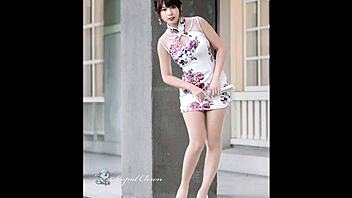 Helene tw brings the heat in jerk off challenge part 4 with chinese dress cosplay