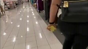 Flashing my big ass in see through leggings at public store. I masturbate in restroom from excitement.